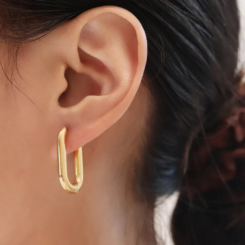 Radiant Rectangular Hoop Earrings