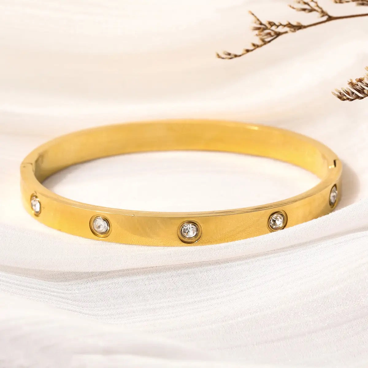 Golden Glow Gem Bangle Bracelet