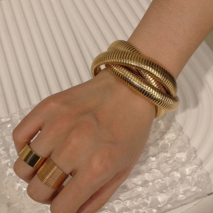 Triple layer Gold Bangle Bracelet