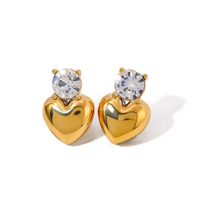 Golden Heartstone Stud Earrings