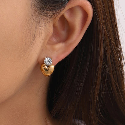 Golden Heartstone Stud Earrings