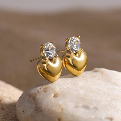 Golden Heartstone Stud Earrings