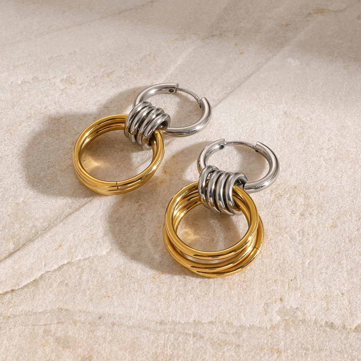 Golden Silver Twist Earrings