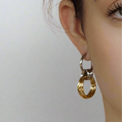 Golden Silver Twist Earrings