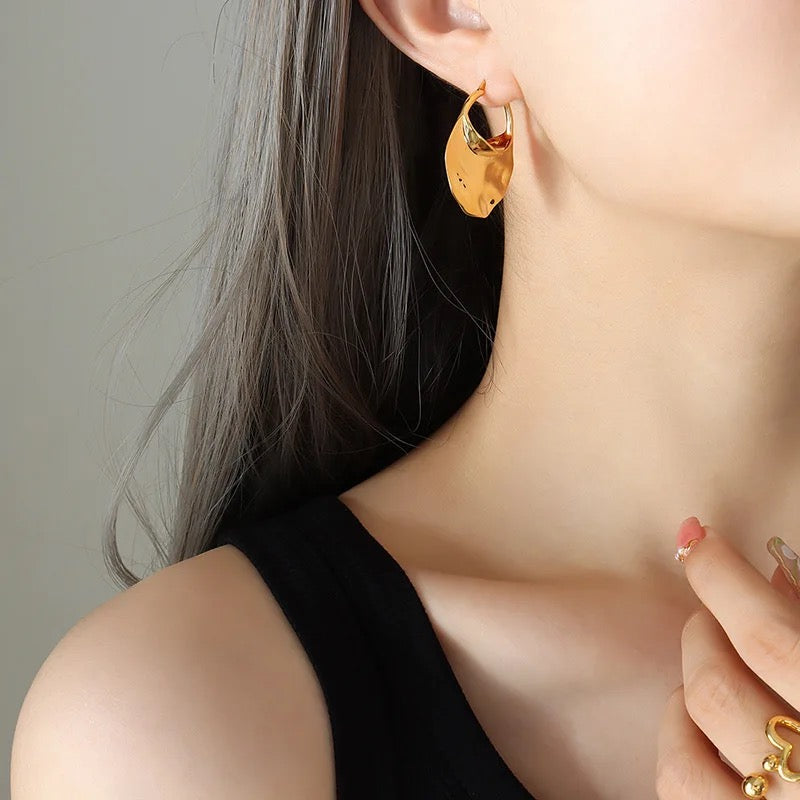 Golden Arc Hoop Earrings