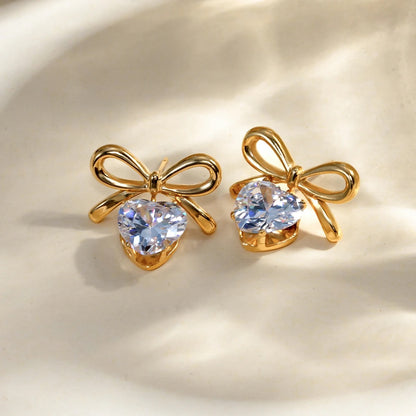 Radiant Heart Bow Earrings