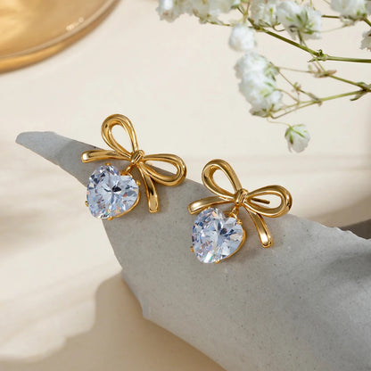 Radiant Heart Bow Earrings