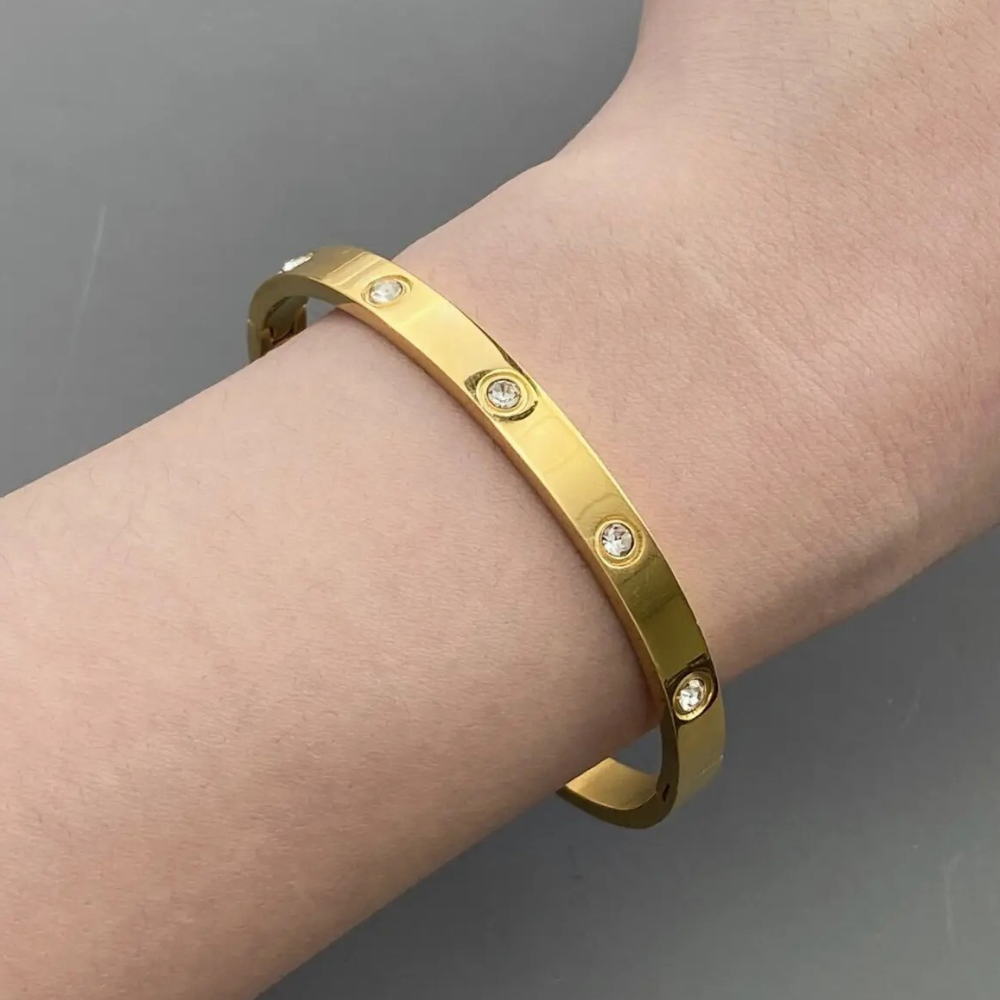 Golden Glow Gem Bangle Bracelet